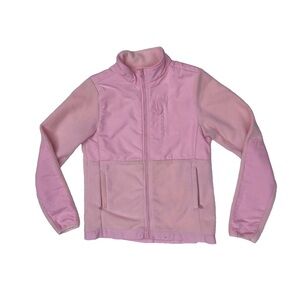 Girls 14-16 Pink Fleece Full Zip Jacket Nylon Panels Warm Sweater Barbiecore 90s